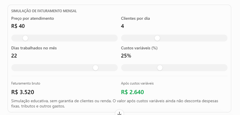 SIMULAÇÃO DE FATURAMENTO MENSAL